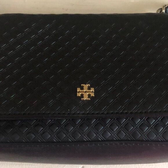 TORY BURCH Leather Quilted Diamond Black Crossbody Bag - Picture 6 of 11